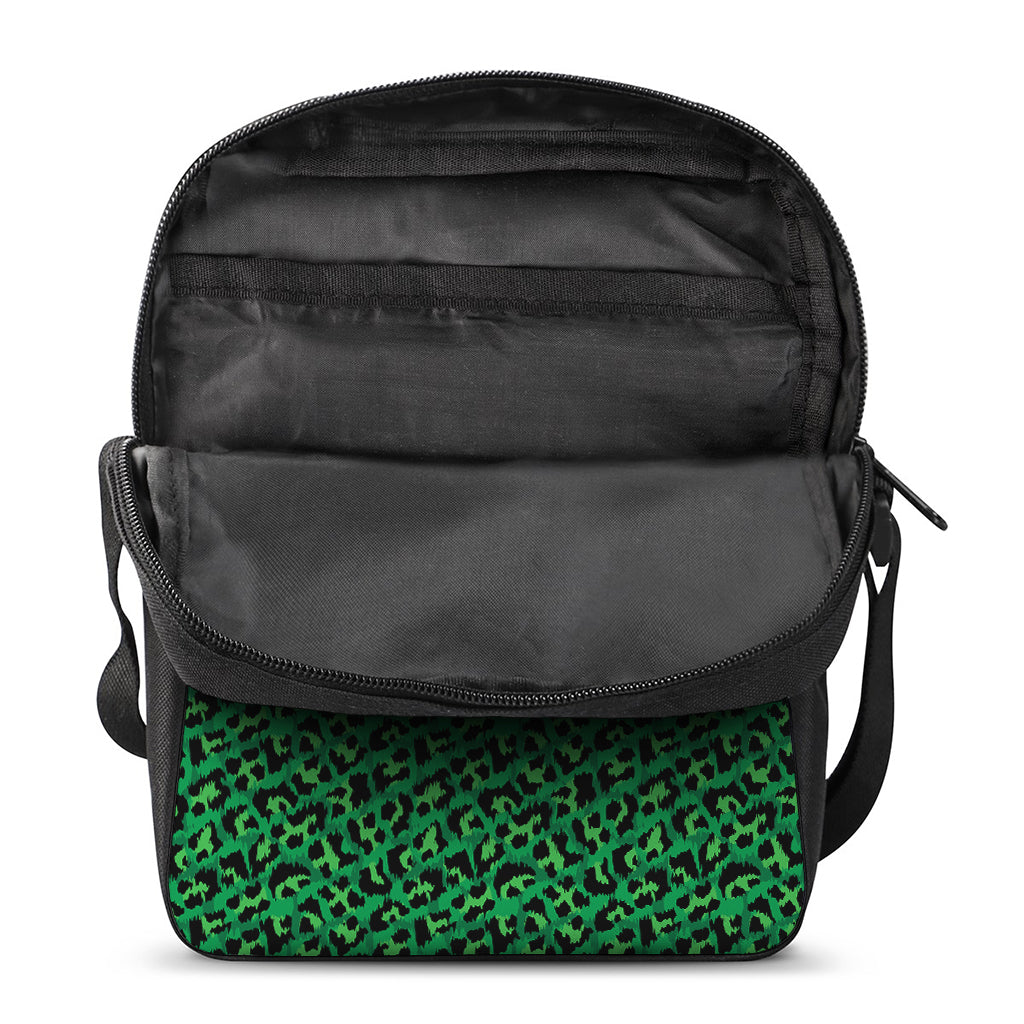 Green Leopard Print Rectangular Crossbody Bag