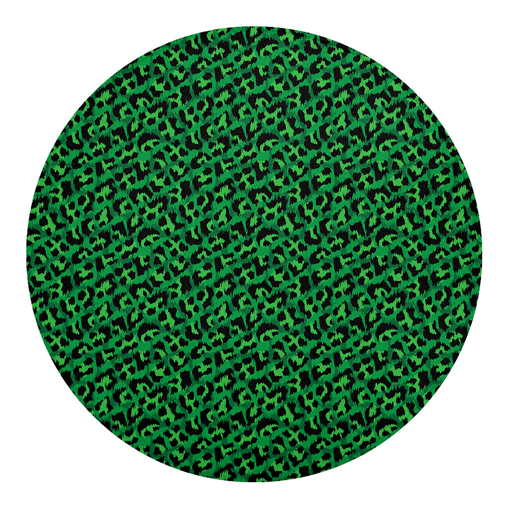 Green Leopard Print Round Blanket