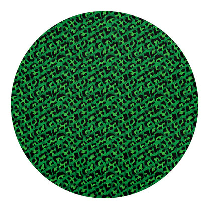Green Leopard Print Round Blanket