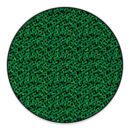 Green Leopard Print Round Floor Mat