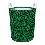 Green Leopard Print Round Laundry Basket
