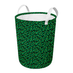 Green Leopard Print Round Laundry Basket