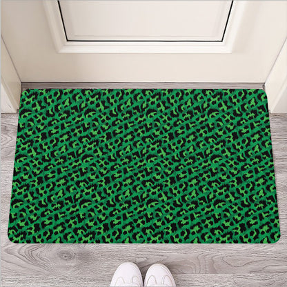 Green Leopard Print Rubber Doormat
