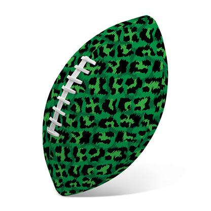 Green Leopard Print Rugby Ball