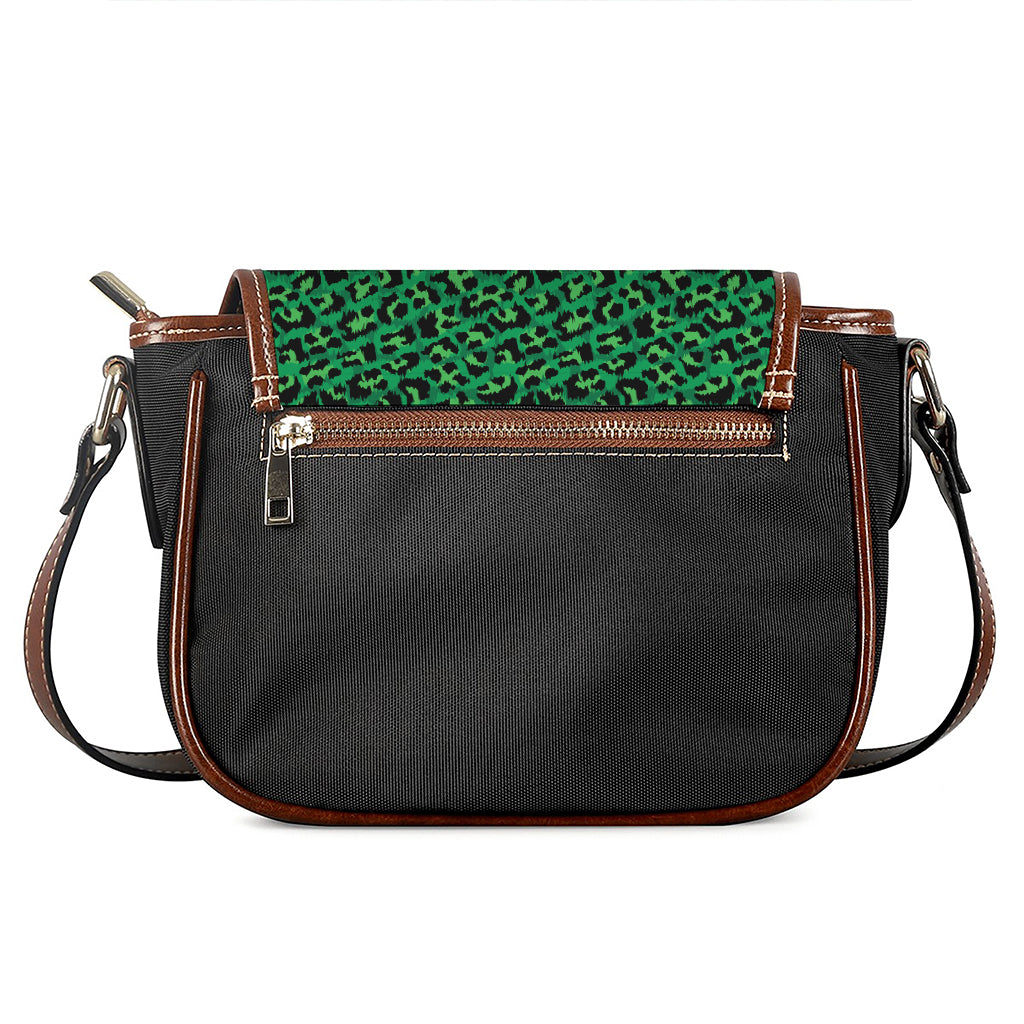 Green Leopard Print Saddle Bag
