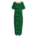 Green Leopard Print Short Sleeve Long Nightdress