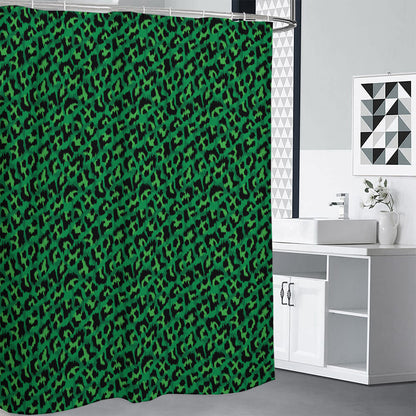 Green Leopard Print Shower Curtain