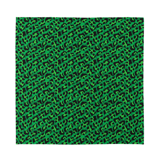 Green Leopard Print Silk Bandana