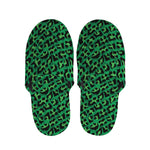 Green Leopard Print Slippers
