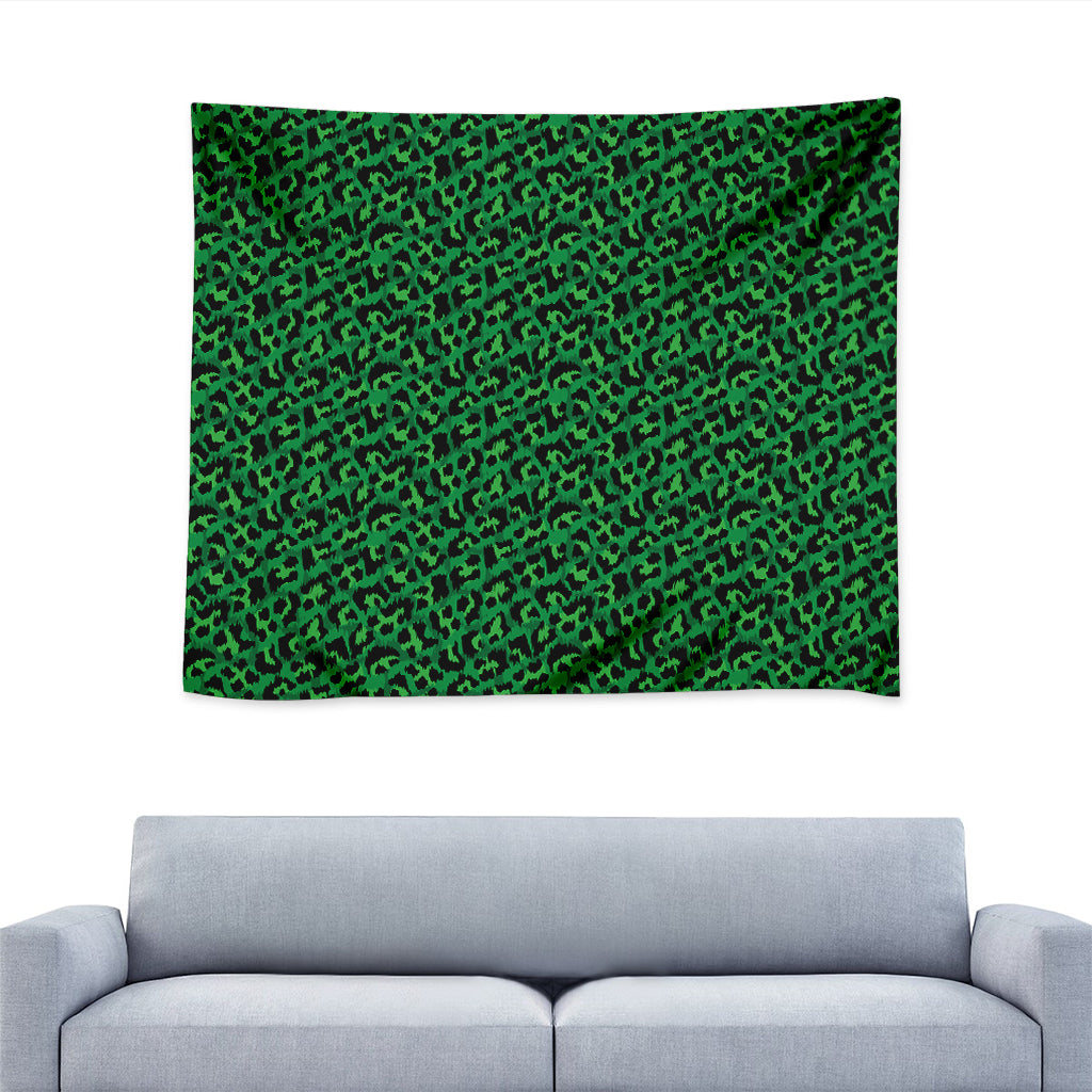 Green Leopard Print Tapestry
