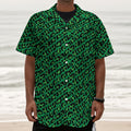 Green Leopard Print Textured Short Sleeve Shirt