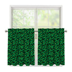 Green Leopard Print Tier Curtains