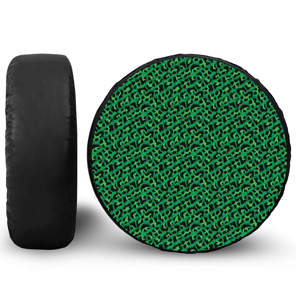 Green Leopard Print Tire Cover