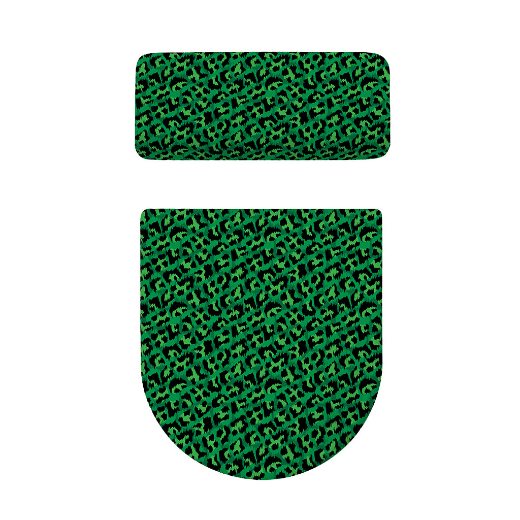 Green Leopard Print Toilet Lid And Tank Cover Set