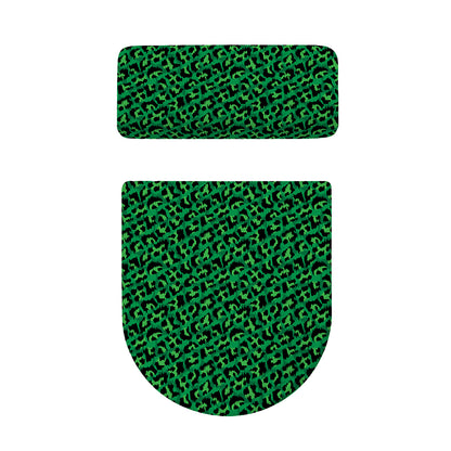 Green Leopard Print Toilet Lid And Tank Cover Set