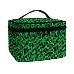 Green Leopard Print Travel Makeup Bag