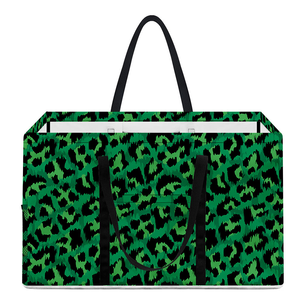 Green Leopard Print Utility Tote Bag