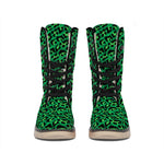Green Leopard Print Winter Boots