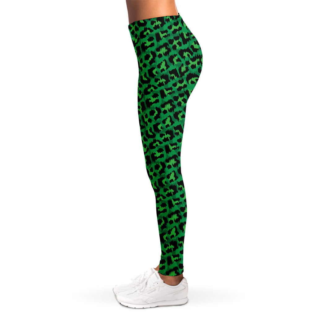 Green Leopard Print Women's Leggings