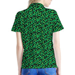 Green Leopard Print Women's Polo Shirt