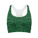 Green Leopard Print Women's Sports Bra
