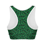 Green Leopard Print Women's Sports Bra