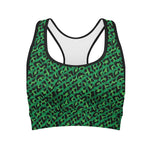 Green Leopard Print Women's Sports Bra