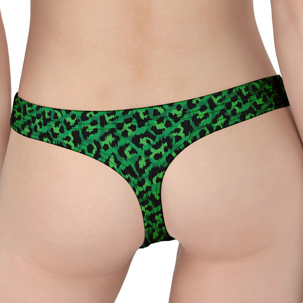 Green Leopard Print Women's Thong