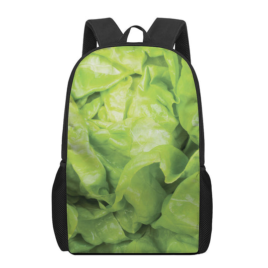 Green Lettuce Leaves Print 17 Inch Backpack