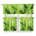 Green Lettuce Leaves Print 3 Piece Kitchen Curtains