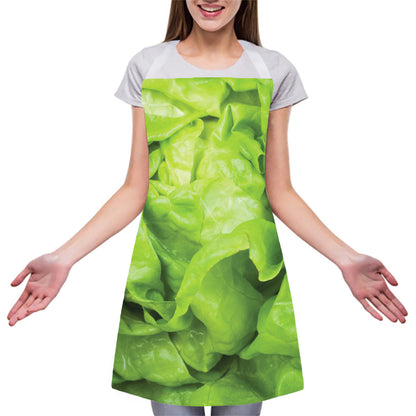 Green Lettuce Leaves Print Adjustable Apron