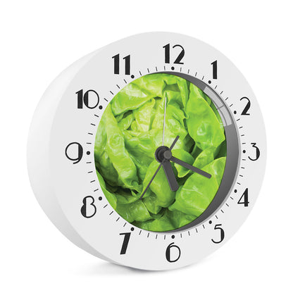 Green Lettuce Leaves Print Alarm Clock