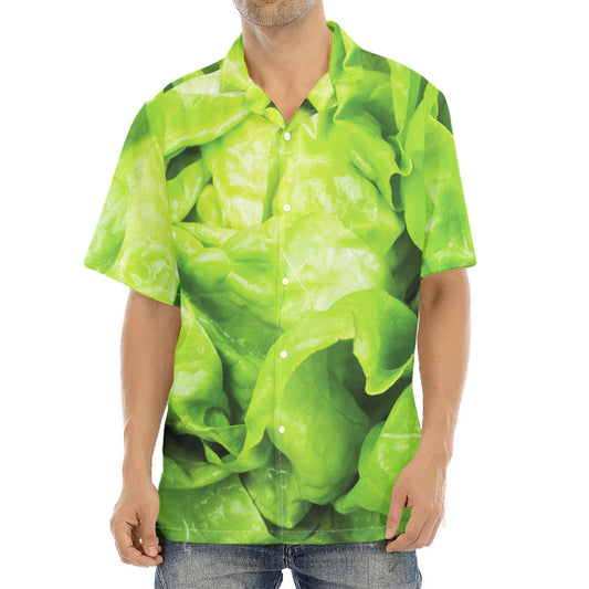 Green Lettuce Leaves Print Aloha Shirt