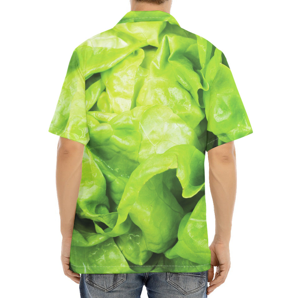 Green Lettuce Leaves Print Aloha Shirt