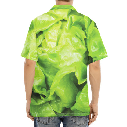 Green Lettuce Leaves Print Aloha Shirt