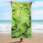 Green Lettuce Leaves Print Beach Towel