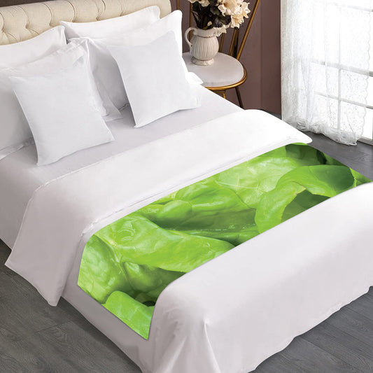 Green Lettuce Leaves Print Bed Runner