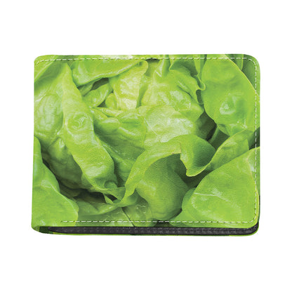 Green Lettuce Leaves Print Bifold Wallet