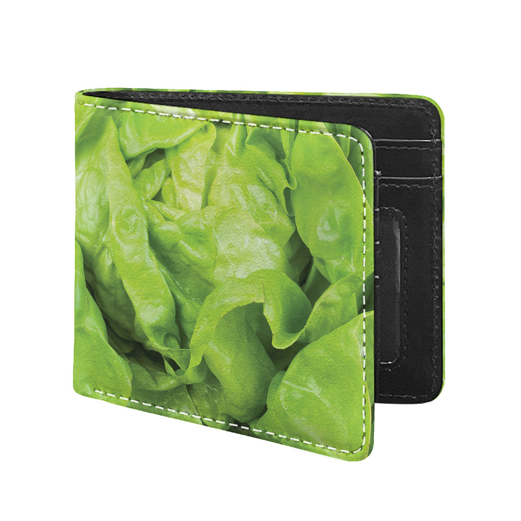 Green Lettuce Leaves Print Bifold Wallet