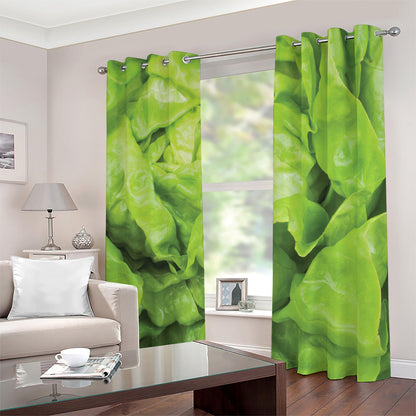 Green Lettuce Leaves Print Blackout Grommet Curtains