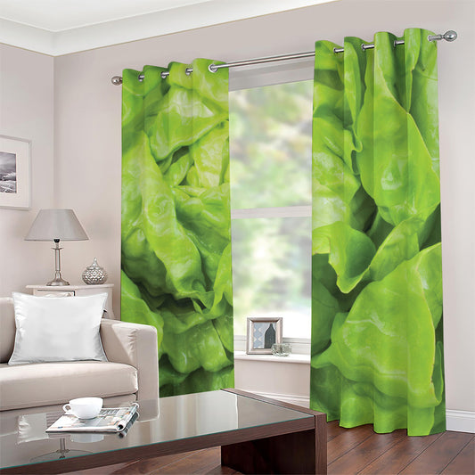 Green Lettuce Leaves Print Blackout Grommet Curtains
