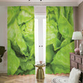 Green Lettuce Leaves Print Dimout Pencil Pleat Curtains