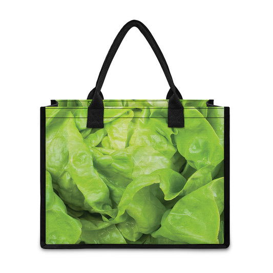 Green Lettuce Leaves Print Canvas Tote Bag