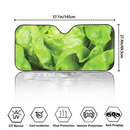 Green Lettuce Leaves Print Car Windshield Sun Shade