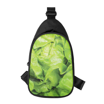 Green Lettuce Leaves Print Chest Bag