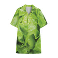Green Lettuce Leaves Print Cotton Hawaiian Shirt