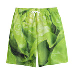 Green Lettuce Leaves Print Cotton Shorts