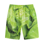 Green Lettuce Leaves Print Cotton Shorts