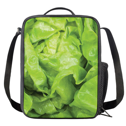 Green Lettuce Leaves Print Crossbody Lunch Bag