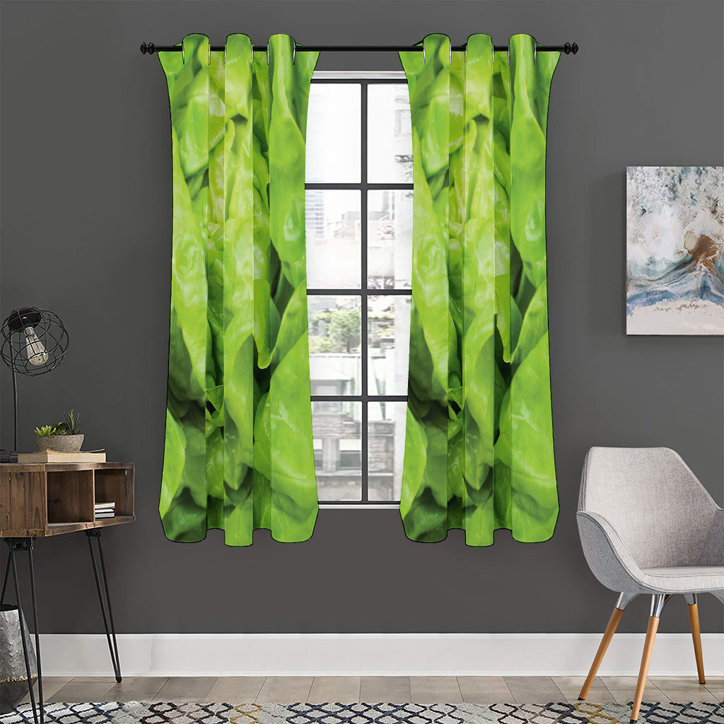 Green Lettuce Leaves Print Curtain